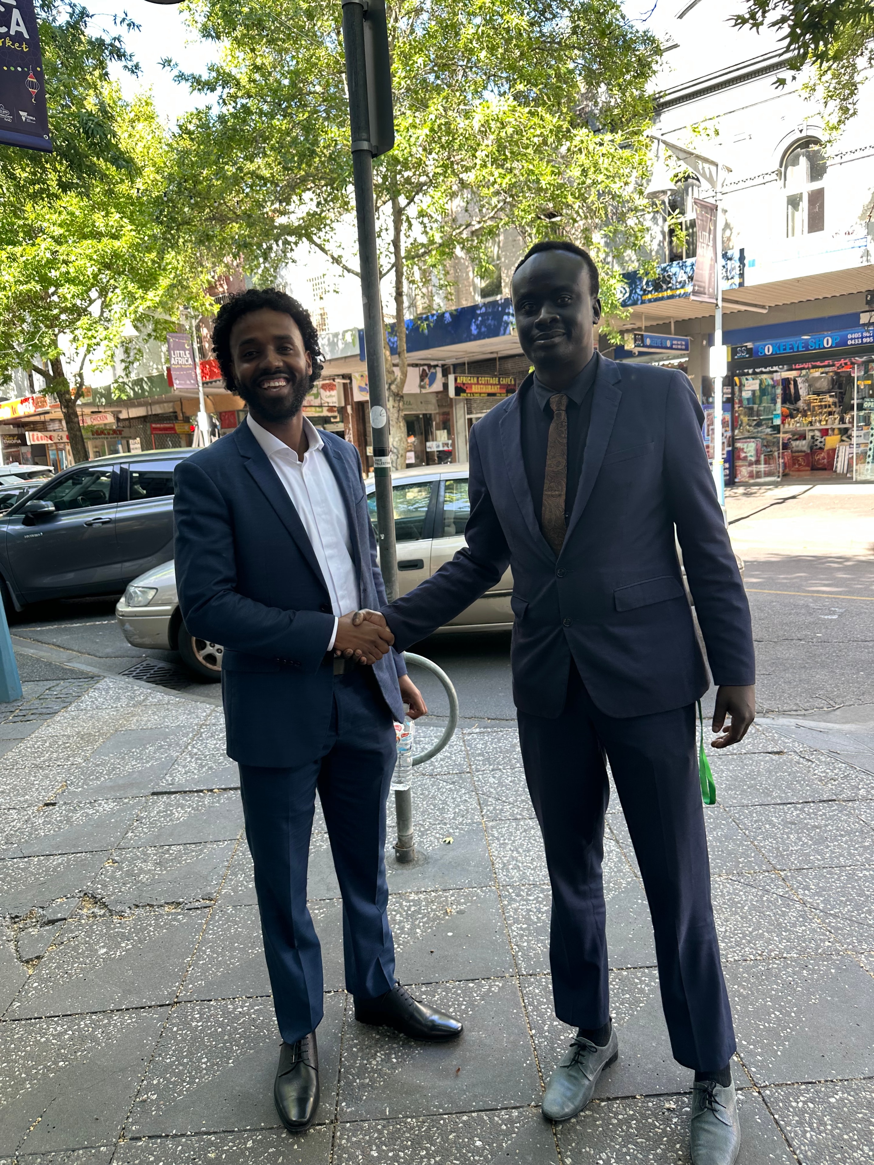 Maribyrnong City Council Mayor Mohamed Semra with AYC Founder/CEO Mr Isaiah Alier Mashinkok Jr